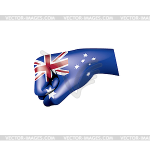 Australia flag and hand - vector clip art