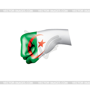 Algeria flag and hand - vector image