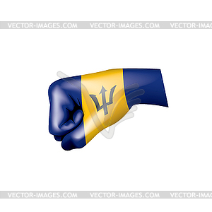 Barbados flag and hand - vector image