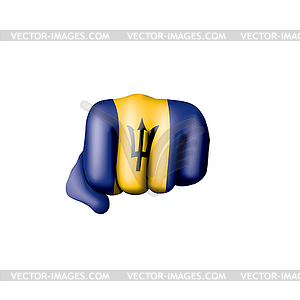 Barbados flag and hand - vector image