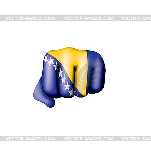 Bosnia and Herzegovina flag and hand - vector image