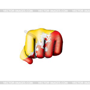 Bhutan flag and hand - vector clipart