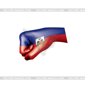 Haiti flag and hand - vector clipart