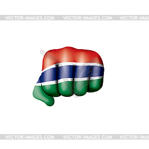 Gambia flag and hand - vector image