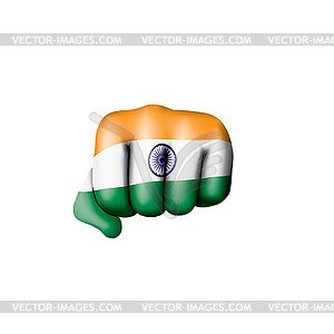 India flag and hand - color vector clipart