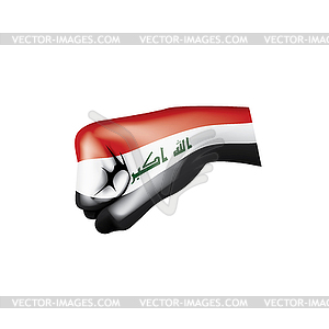 Iraqi flag and hand - vector clipart