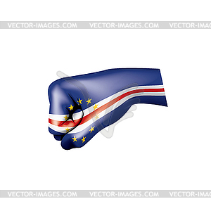 Cape Verde flag and hand - vector clipart / vector image