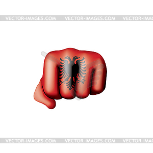 Albania flag and hand - vector clipart