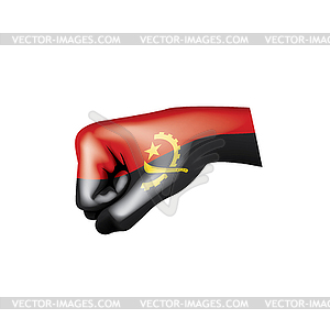 Angola flag and hand - color vector clipart