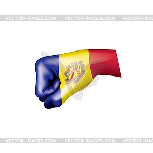 Andora flag and hand - vector clipart