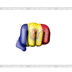 Andora flag and hand - vector clip art