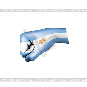 Argentina flag and hand - vector image