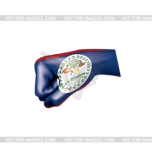 Belize flag and hand - vector clip art