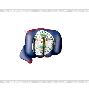 Belize flag and hand - vector clipart