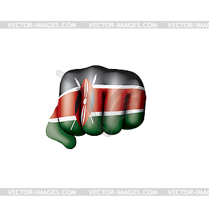 Kenya flag and hand - vector clip art