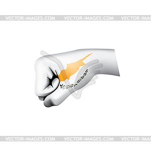 Cyprus flag and hand - vector clipart / vector image