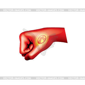 Kirghizia flag and hand - vector image