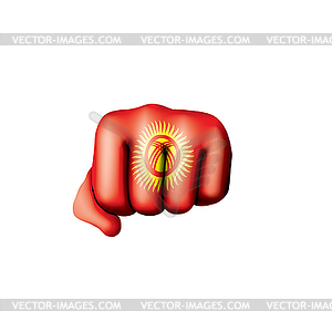 Kirghizia flag and hand - vector clipart