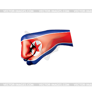 North Korea flag and hand - vector clip art