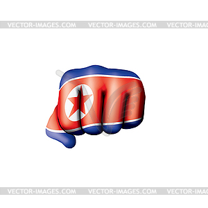 North Korea flag and hand - vector clipart