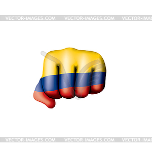 Colombia flag and hand - vector clip art