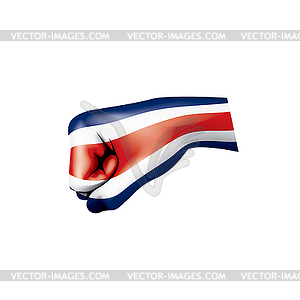 Costa Rica flag and hand - royalty-free vector clipart