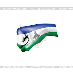 Lesotho flag and hand - vector clip art