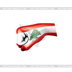 Lebanese flag and hand - color vector clipart