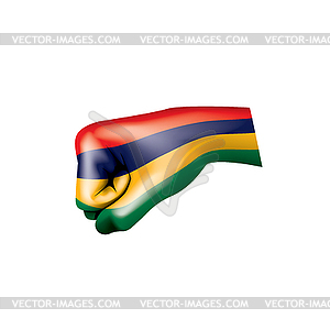 Mauritius flag and hand - vector clipart / vector image