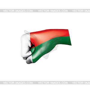 Madagascar flag and hand - vector clip art