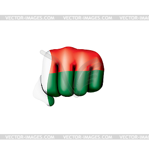 Madagascar flag and hand - vector clipart