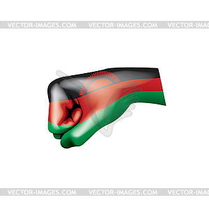 Malawi flag and hand - color vector clipart