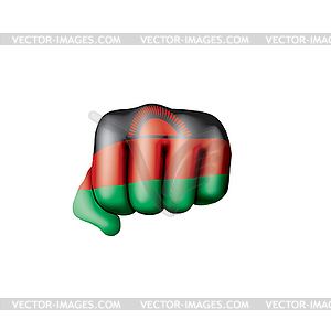 Malawi flag and hand - vector clip art