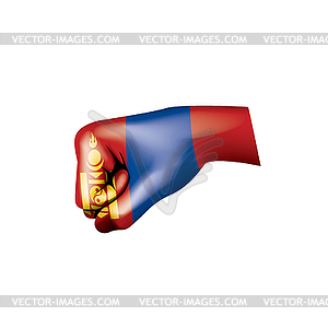 Mongolia flag and hand - vector clipart