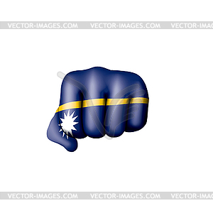 Nauru flag and hand - vector image