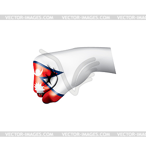 Nepal flag and hand - vector clip art
