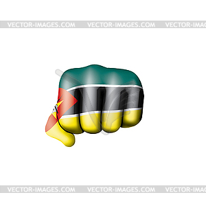 Mozambique flag and hand - vector clip art