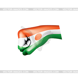 Niger flag and hand - vector image