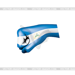 Nicaragua flag and hand - vector image