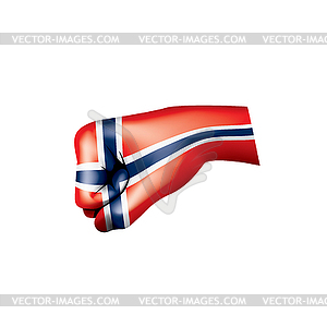 Norway flag and hand - vector clip art