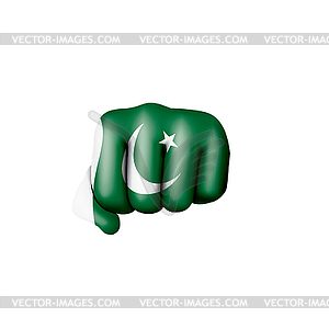 Pakistan flag and hand - vector clip art