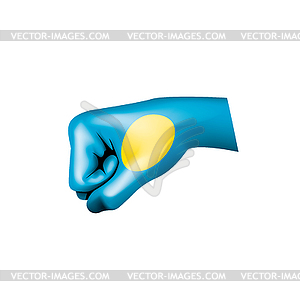 Palau flag and hand - vector clipart / vector image