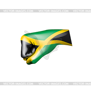 Jamaica flag and hand - vector image