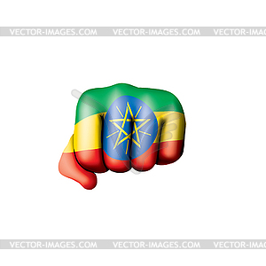 Ethiopia flag and hand - vector clip art