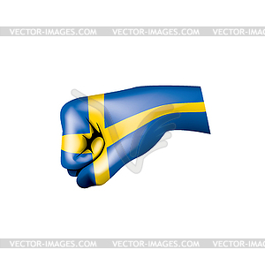 Sweden flag and hand - vector image