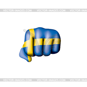 Sweden flag and hand - vector clip art