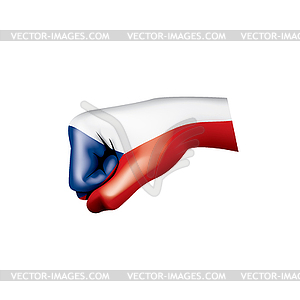 Czechia flag and hand - vector clipart