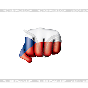 Czechia flag and hand - vector image