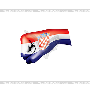 Croatia flag and hand - vector image