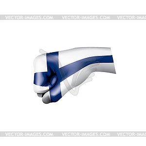 Finland flag and hand - vector image